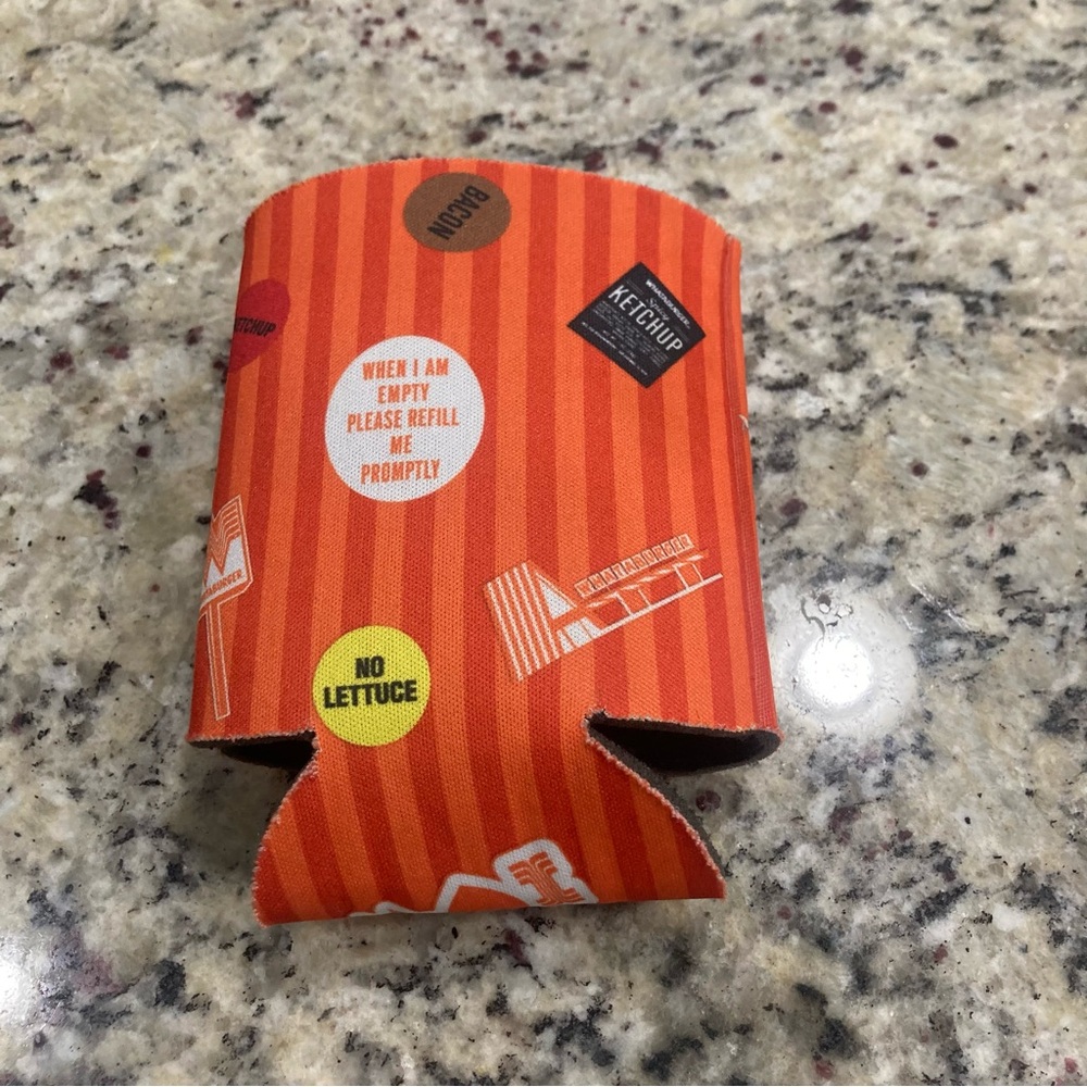 Whataburger orange printed neoprene cup Koozie Preowned/Never Used/No Tags